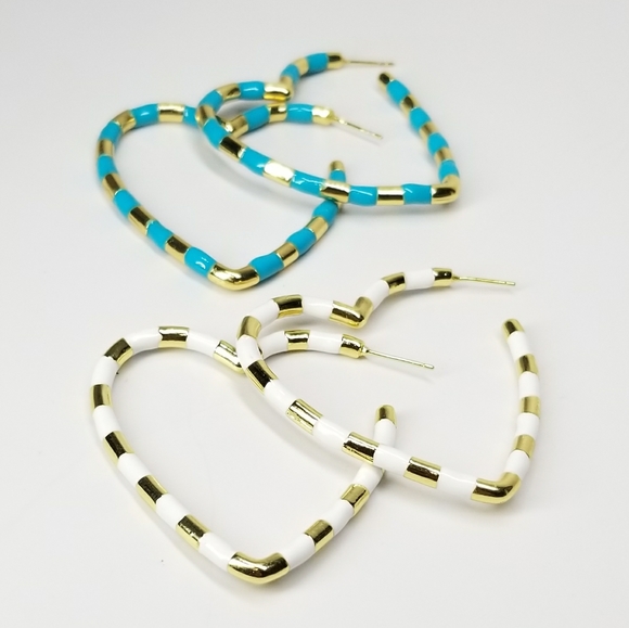 NEW Enamel Heart Hoop Earrings - Picture 8 of 9